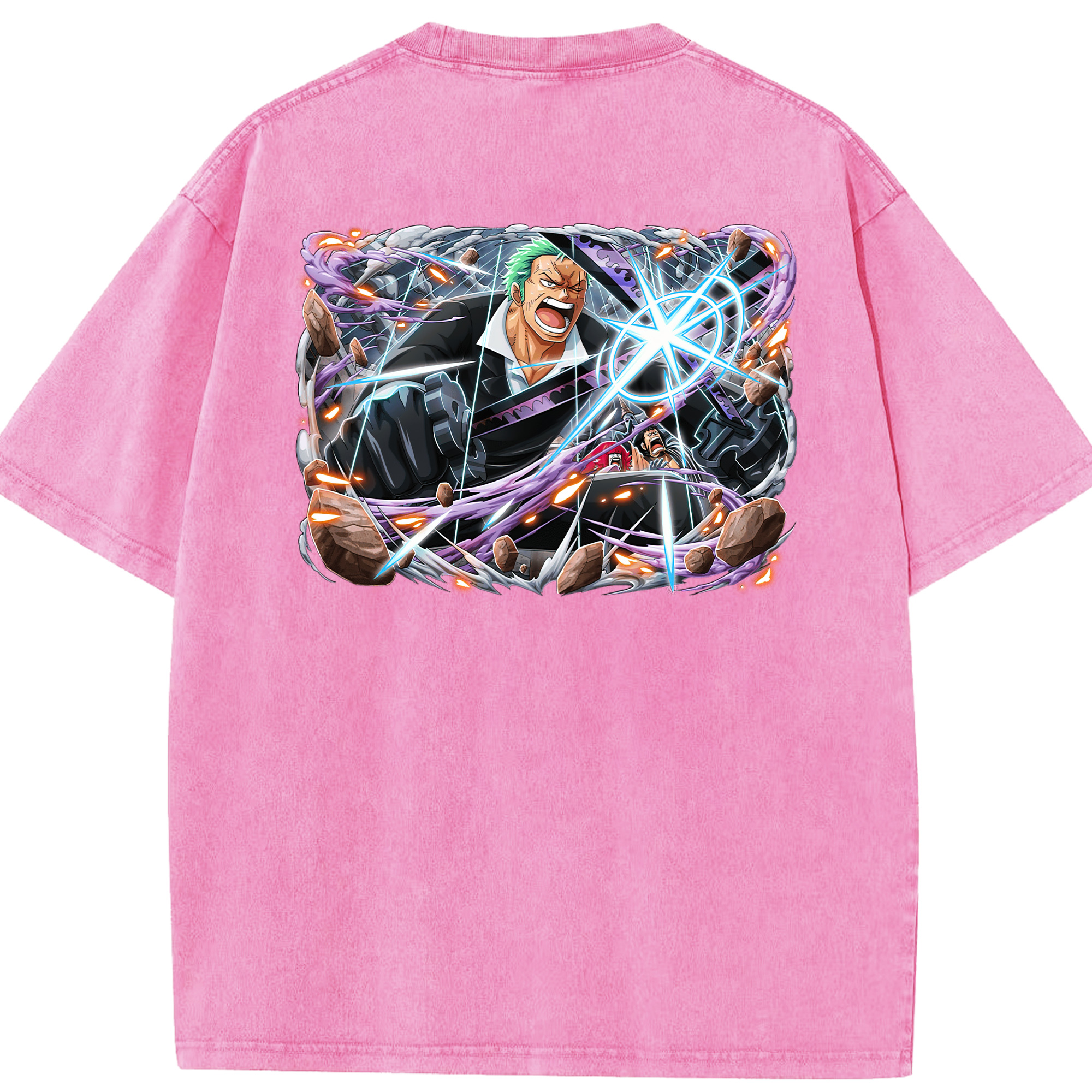ワンピース ロロノア・ゾロ ONE PIECE Roronoa Zoro 綿100% ヴィンテージ風 半袖Tシャツ（背面プリント）